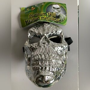 HEDZ UP Platinum Silver Skelton Face Mask Adult Size BRAND NEW